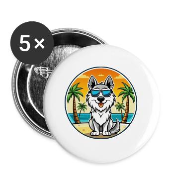 Carpathian Shepherd Dog Breed Cartoon Sunglasses - Buttons large 2.2''/56 mm (5-pack) - white - Front