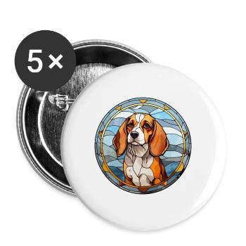 Tiroler Bracke Hunderasse Buntglas Bunt Wa - Buttons groß 56 mm (5er Pack) - Weiß - Vorne