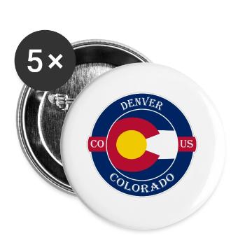 Denver Colorado Flagge USA Reise Souvenir Abzeichen - Buttons groß 56 mm (5er Pack) - Weiß - Vorne