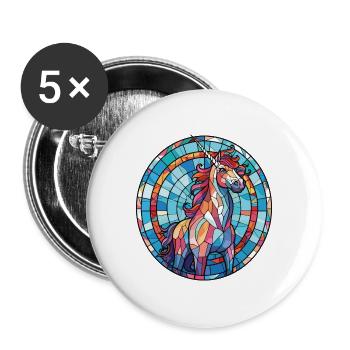 Einhorn-Bunte Aquarell-Tierillustration - Buttons groß 56 mm (5er Pack) - Weiß - Vorne