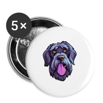 Riesenschnauzer Hunderasse Cartoon Kawaii Illustrat - Buttons groß 56 mm (5er Pack) - Weiß - Vorne