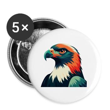 Hawk Cartoon Character Colorful Pet Animal - Buttons large 2.2''/56 mm (5-pack) - white - Front