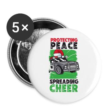 Schutz des Friedens Freude verbreiten Polizei Weih - Buttons groß 56 mm (5er Pack) - Weiß - Vorne