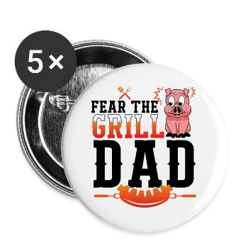 Knackiger Grillkönig Vatertag - Buttons groß 56 mm (5er Pack) - Weiß - Vorne