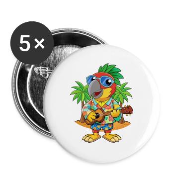 Lustige Papageien-Cartoon-Sommer-Strand-Sonnenbrille - Buttons groß 56 mm (5er Pack) - Weiß - Vorne