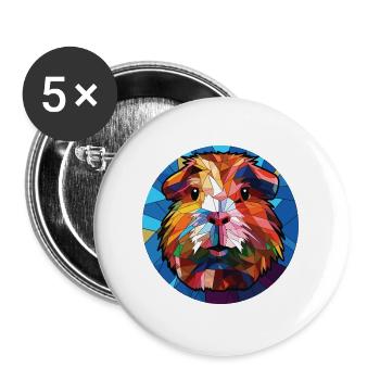 Meerschweinchen Bunte Aquarell-Tierillustration - Buttons groß 56 mm (5er Pack) - Weiß - Vorne