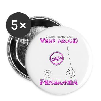 Rentnerin Rentner - Buttons groß 56 mm (5er Pack) - Weiß - Vorne
