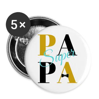 Super Papa - Buttons groß 56 mm (5er Pack) - Weiß - Vorne
