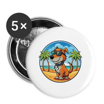 Polnische Jagdhund Hund Rasse Cartoon Sonnenbrille - Buttons groß 56 mm (5er Pack) - Weiß - Vorne