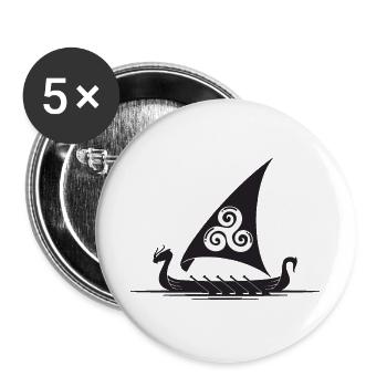 Voile de navire viking Triskel - Lot de 5 grands badges (56 mm) - blanc - Devant
