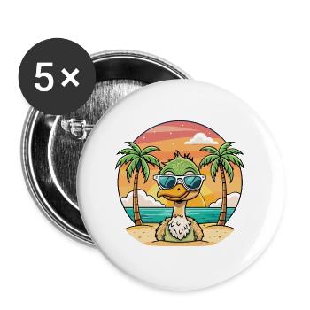 Strauß lustige Cartoon Sommer Strand Sonnenbrille - Buttons groß 56 mm (5er Pack) - Weiß - Vorne