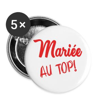 Junggesellinnenabschied. HOCHZEIT. TEAM BRAUT. ZUKÜNFTIGE BRAUT - Buttons groß 56 mm (5er Pack) - Weiß - Vorne