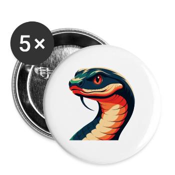 Schlange Cartoon Figur Buntes Haustier Tier - Buttons groß 56 mm (5er Pack) - Weiß - Vorne