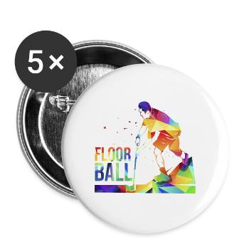 Wieselflinker Unihockey Stürmer - Buttons groß 56 mm (5er Pack) - Weiß - Vorne