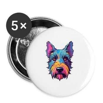 Scottish Terrier Hunderasse Aquarell Karikatur Kawa - Buttons groß 56 mm (5er Pack) - Weiß - Vorne