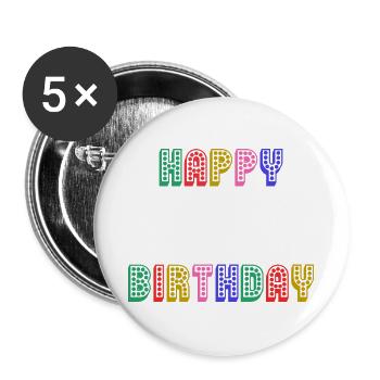 ALLES GUTE ZUM GEBURTSTAG. JAHRESTAG. - Buttons groß 56 mm (5er Pack) - Weiß - Vorne