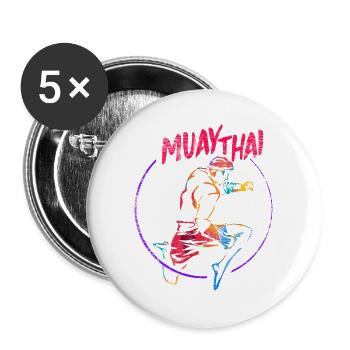 Unerschrockene Muay Thai Kämpferin - Buttons groß 56 mm (5er Pack) - Weiß - Vorne
