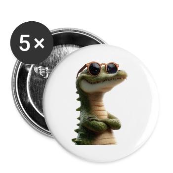 Krokodil Alligator Reptilien Kroko Liebe Krokodile - Buttons groß 56 mm (5er Pack) - Weiß - Vorne