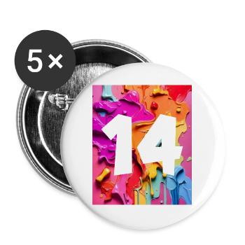 NO. 14 NUMBER 14 COLORFUL 14TH BIRTHDAY - Buttons large 2.2''/56 mm (5-pack) - white - Front