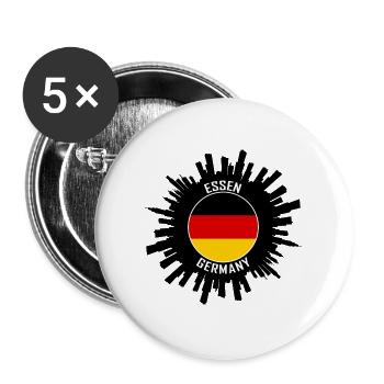 Essen Skyline Deutschland Flagge Reise Souvenir - Buttons groß 56 mm (5er Pack) - Weiß - Vorne