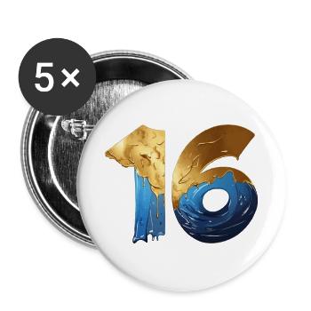NO. 16 NUMBER 16 COOL 16TH BIRTHDAY - Buttons large 2.2''/56 mm (5-pack) - white - Front