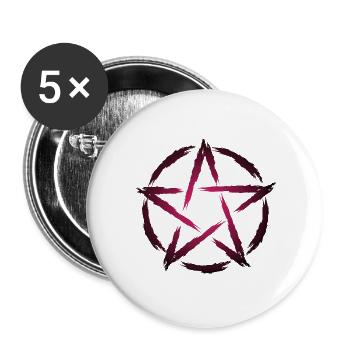Pentagramm Symbol - Buttons groß 56 mm (5er Pack) - Weiß - Vorne