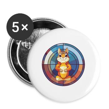 Chipmunk Buntglas Bunte Karikatur Kawaii Ani - Buttons groß 56 mm (5er Pack) - Weiß - Vorne