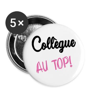 KOLLEGE. HUMOR. RUHESTAND. RUHESTAND. PENSIONIERT - Buttons groß 56 mm (5er Pack) - Weiß - Vorne