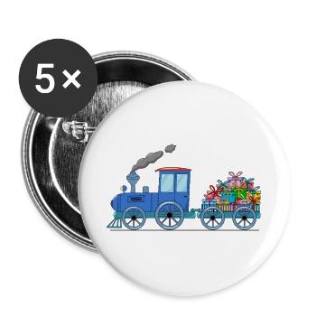 Children's train train with trailer in blue - Buttons large 2.2''/56 mm (5-pack) - white - Front