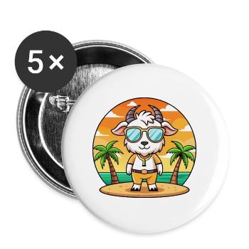 Ziege Lustige Cartoon Sommer Strand Sonnenbrille - Buttons groß 56 mm (5er Pack) - Weiß - Vorne