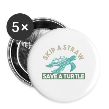 Meer Plastik Plastikverschmutzung - Buttons groß 56 mm (5er Pack) - Weiß - Vorne