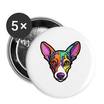 Decker Ratte Terrier Hunderasse Cartoon Kawaii Illust - Buttons groß 56 mm (5er Pack) - Weiß - Vorne