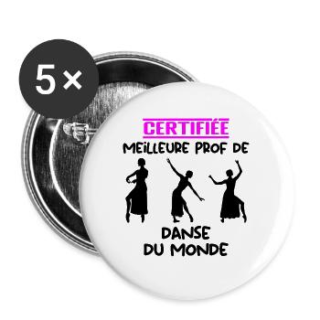 ZERTIFIZIERTER BESTER LEHRER - Buttons groß 56 mm (5er Pack) - Weiß - Vorne