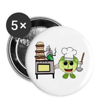Kohl Koch Köche Köchin Kochkunst Gastgeber kochen - Buttons groß 56 mm (5er Pack) - Weiß - Vorne