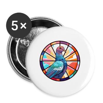 Taube Buntglas Bunte Karikatur Kawaii Anima - Buttons groß 56 mm (5er Pack) - Weiß - Vorne