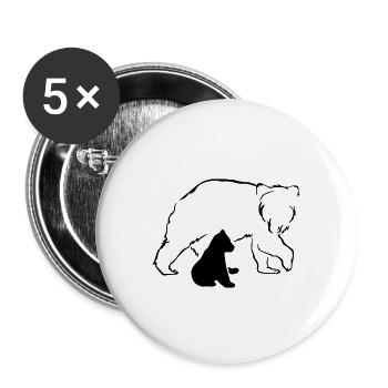 Ours ours ours brun mère bébé nature forêt amour - Lot de 5 grands badges (56 mm) - blanc - Devant