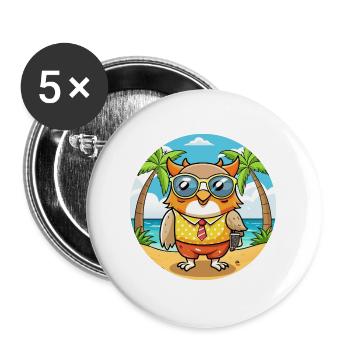 Owl Funny Cartoon Summer Beach Sunglasses - Buttons large 2.2''/56 mm (5-pack) - white - Front