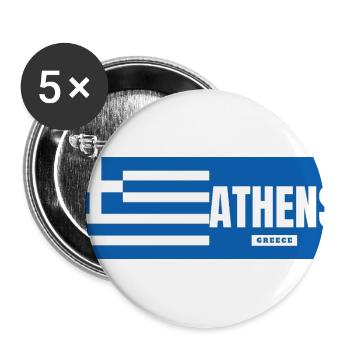 Athens City with Greek Flag - Buttons large 2.2''/56 mm (5-pack) - white - Front