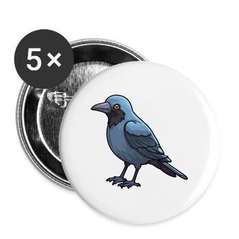 Krähe niedliche Karikatur Kawaii Aquarell Tier Haustier - Buttons groß 56 mm (5er Pack) - Weiß - Vorne