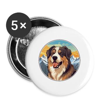 Moskauer Wachhund Rasse Cartoon Kawaii Watercolo - Buttons groß 56 mm (5er Pack) - Weiß - Vorne