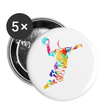 Blitzschneller Handball Torjäger - Buttons groß 56 mm (5er Pack) - Weiß - Vorne