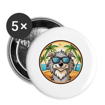 Pyrenäen-Schäferhund-Rasse Cartoon-Sonnenbrille Strand - Buttons groß 56 mm (5er Pack) - Weiß - Vorne