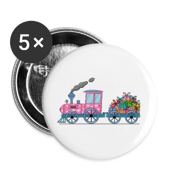 Children's train railway with trailer pink - Buttons large 2.2''/56 mm (5-pack) - white - Front