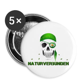 Totenkopf naturverbunden Margerite - Buttons groß 56 mm (5er Pack) - Weiß - Vorne