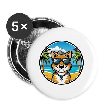 Neuseeländische Huntaway Hunderasse Cartoon Sonnenbrille - Buttons groß 56 mm (5er Pack) - Weiß - Vorne