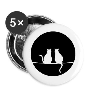 Katzen im Mondschein - Buttons groß 56 mm (5er Pack) - Weiß - Vorne