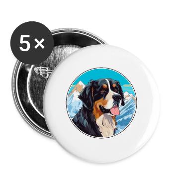 Berger De Beauce Hunderasse Cartoon Kawaii Watercol - Buttons groß 56 mm (5er Pack) - Weiß - Vorne