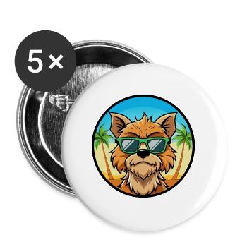 Griffon Bruxellois Hunderasse Cartoon Sonnenbrille - Buttons groß 56 mm (5er Pack) - Weiß - Vorne