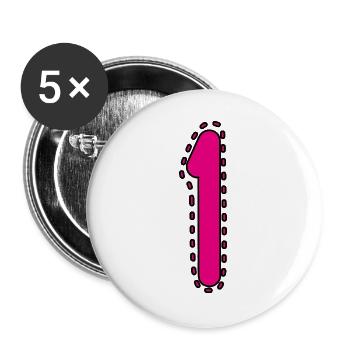 1. 1 JAHR. 1. JAHRESTAG. 1 JAHR GEBURTSTAG - Buttons groß 56 mm (5er Pack) - Weiß - Vorne
