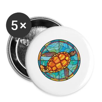 Bunte Aquarell-Tierhaustierillustration der Schildkröte - Buttons groß 56 mm (5er Pack) - Weiß - Vorne